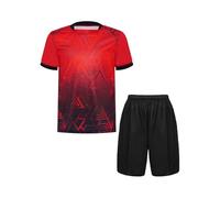 Freebily Kids Boys Football Jersey Basketball Team Uniform Quick Dry T-Shirts Top with Shorts Set Workout Running Tracksuit Red A 5-6 Years