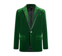 Freebily Kids Boys Sports Coat Vintage Velvet Gentleman Blazer Notch Lapel One Button Formal Tuxedo Suit Jacket Dark Green 13-14 Years