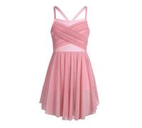 Freebily Kids Girls Criss Cross Back Camisole Leotard Ballet Tutu Dress Lyrical Modern Contemporary Dance Costume Pearl Pink 11-12 Years