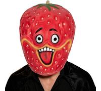 Freebily Latex Helmet for Adult Cosplay Props Realistic Rubber Fruit Head Masks Face Porous Comical Strawberry One Size