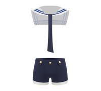 Freebily Men Adult Navy Sailor Suit Costume Christmas Halloween Cosplay Carnivals Honeymoon Navy Blue M