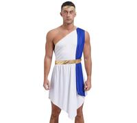 Freebily Mens Ancient Greek Gods Toga Costume For Adult Halloween Cosplay Party Roman Fancy Dress Blue 3XL