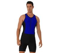 Freebily Men's One Piece Sleeveless Surfing Swimsuit Singlets Leotard Racerback Zip Front Rash Guard Sports Swimwear Blue M