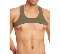 Freebily Men's Stretchy Body Chest Harness Costumes Muscle Tank Top Stringer Half Crop Top Army Green XL