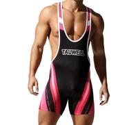 Freebily Men's Wrestling Singlets Powerlifting Singlets Athletic Supporters Bodysuit Wrestling Uniform for Men Hot Pink L