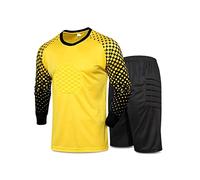 Freebily Men's Youth Padded Goalie Shirt with Shorts Set Adult Football Goalkeeper Jersey Tracksuit Sports Uniform Yellow XL