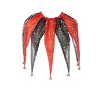 Freebily Mesh Pointed Clown Collars Christmas Jester Neck Accessories with Jingle Bell Red Black One Size