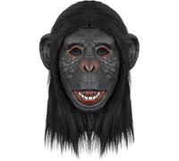 Freebily Monkey Gorilla Mask Latex Full Head Simulation Animal Black Chimp Masks for Halloween Costume Party Mask Type A One Size