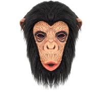 Freebily Monkey Gorilla Mask Latex Full Head Simulation Animal Black Chimp Masks for Halloween Costume Party Mask Type F One Size