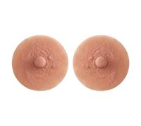 Freebily No Adhesive Washable Reusable Silicone Fake Nipples Breast Forms for Crossdresser Cosplay Prosthesis Mastectomy Costumes Party Type 5 Nude Medium