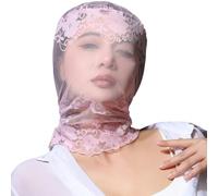 Freebily Party Eyemask for Men Women Full Face Masquerade Mask See Through Hood Head Cover Gender Neutral Wear Pink One Size