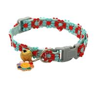 Freebily Pet Collar Colorful Flower Kitten Collars Breakaway with Bell Dog Collar with Flower Decorative for Party Red&Blue One Size