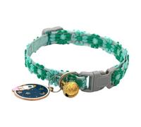 Freebily Pet Collar Colorful Flower Kitten Collars Breakaway with Bell Dog Collar with Flower Decorative for Party Green&Blue One Size