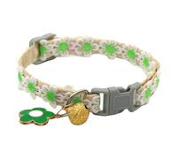 Freebily Pet Collar Colorful Flower Kitten Collars Breakaway with Bell Dog Collar with Flower Decorative for Party Green&Beige One Size