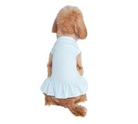 Freebily Pet Dress Shirt Female Cute Dog Sundress Puppy Summer Clothes with Ruffles for Teddy Bichon Light Blue L