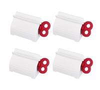 Freebily Plastic Toothpaste Squeezer, Self-Adhesive Toothpaste Clip Hanger Holder Wall Mounted Storage Organizer Red 2 4Pcs One Size