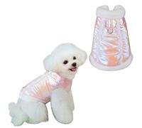 Freebily Plush Dog Winter Coat Sparkle Fleece Lined Warm Jacket Dogs Vest with D-Ring for Chihuahua Yorkie Girl Puppy Pink L