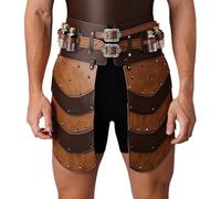 Freebily Retro Double Sides Waist Armor Leg Guards Medieval Fashion Belt for Renaissance Cosplays Costumes Brown One Size