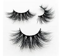 Freebily Reusable False Eyelashes 25mm Long Thick Voluminous 3D Mink Lashes Soft Lightweight Natural Style Black 5D02 One Size