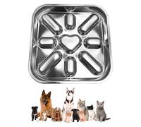 Freebily Slow Feeder Dog Dish Stainless Steel Metal Bowl with Fun Pattern to Slow Down Fast Eaters and Prevent Canine Bloat Square One Size