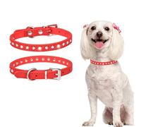 Freebily Sparkling Rhinestone Cat Collar Cute Adjustable Bling Kitten Collars Glitter Puppy Dog Collars for Female Pets Red XXS
