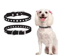 Freebily Sparkling Rhinestone Cat Collar Cute Adjustable Bling Kitten Collars Glitter Puppy Dog Collars for Female Pets Black XXS
