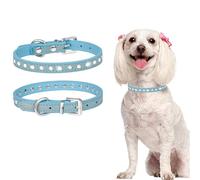 Freebily Sparkling Rhinestone Cat Collar Cute Adjustable Bling Kitten Collars Glitter Puppy Dog Collars for Female Pets Light Blue M
