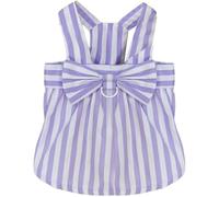 Freebily Striped Dog Dress with D-Ring Lovely Puppy Dresse Summer Pet Clothes for Chihuahua Yorkie Pomeranian Purple L