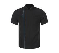 Freebily Unisex Summer Short Sleeve Chef Jacket Chef Restaurant Uniform with Pockets for Womens Mens Black 4XL