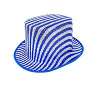 Freebily Unisex Women Men Striped Glittery Top Hat Carnival Party Cap for Stage Performance Halloween Blue One Size