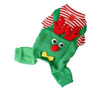 Freebily Warm Cozy Pet Pajamas Christmas Dog Cat 4-Leg Jumpsuit Xmas Press Button Dogs Clothing with Leash Ring Type B S