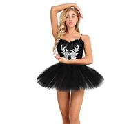 Freebily Women Adult Swan Lake Costumes Ballet Dress Leotard Tutu Dance Dress Black X-Large