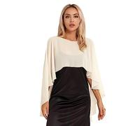 Freebily Women Chiffon Shawl Cape High-Low Tops Capelet Bridal Wedding Evening Wraps Bolero Shrug Champagne One Size