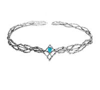 Freebily Women Man King Queen Tiaras Round Rhinestone Crown Headband Headwear for Wedding Prom Photography Silver&Blue One Size