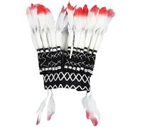 Freebily Women Men Native American Indian Feather Headdress Headwear for Masquerade Themed Party Props Red 2 One Size