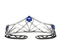 Freebily Women Men Retro Alloy Rhinestone Crown Vintage Crystal Queen Tiaras Headwear Headband for Wedding Banquet Ball Antique Silver&Royal Blue One Size