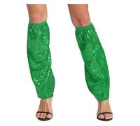 Freebily Women Sequin Leg Warmers 70s Disco Glitter Sparkly Leg Socks Elastic Boot Cover Accessories Green One Size