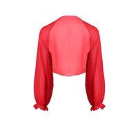Freebily Women Sheer Chiffon Bolero Shrugs Long Raglan Sleeve Open Front Jacket Cardigan Beach Shawl Red One Size