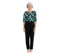 Freebily Women's Adaptive Jumpsuit with Back Zipper, Anti-Strip V-Neck Romper for Elderly Alzheimer & Dementia Care Blue Green Leaves L