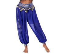 Freebily Womens Belly Dance Pants Baggy Harem Pants Indian Dance Costume Trousers Halloween Cosplay Outfit Royal Blue One Size