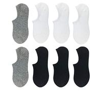 FREEBIRD99 No Show Low Cut Casual Socks for Men and Women, Non-Slip Invisible Cotton Liner Socks 6 or 8 Pairs (UK, Numeric, 3.5, 7, Regular, Short, 3 Black+3 White+2 Grey)
