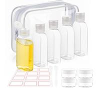 FreeBiz 13 PCS Travel Bottles for Toiletries 100ml Leak Proof Plastic Small Bottles with Lids Empty Travel Cream Jars TSA Approved Travel Size Toiletries Bottle(Clear)