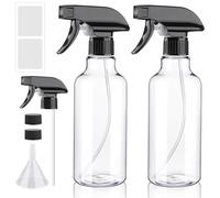 FreeBiz 500ml 2 Pack Spray Bottles Durable Plastic Empty Spray Bottles for Hair Gardening Adjustable Bottle Nozzle Refillable Leak Proof Trigger Sprayer for Cleaning Solutions Plants (Black Nozzle)