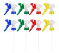 FreeBiz 8PCS Spray Bottle Nozzles Heavy Duty Trigger Spray Nozzle for Bottles Adjustable Replacement Leak Proof Water Spray Head Plastic Fit for 1.1in/28mm Standard Neck Bottle (Yellow Blue Red Green)