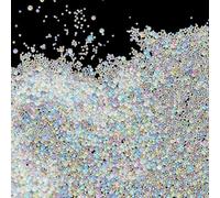 FREEBLOSS 0.6-3mm Clear Glass Beads Mixed Sizes Iridescent Beads Tiny Round Bubbles Micro Bead for Crafts Dollhouse Decoration,150g