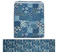 FREEBLOSS 1.09 Yard Sashiko Fabric Japanese Blue Cotton Fabric Sashiko Mending Kit 57inch Width Patchwork Printed Cotton Quilt Fabric Pre-Cut for Sewing Quilting Supplies