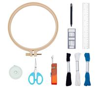 FREEBLOSS 10 Pcs Sashiko Embroidery Kit - Japanese Sashiko Needles & Threads - Complete Set for Beginners - Includes Needles, Threads, Hoop, Seam Ripper, Erasable Pen & Ruler