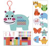 FREEBLOSS 10 Set Beginners Cross Stitch Kit Cartoon Animals Cross Stitch Projects Fun Needlework Practice Embroidery Kit with 10 Colors of Flosses Felt Fabric Cloth