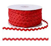 FREEBLOSS 100 Yards Rick Rack Wave Bending Fringe Trim 0.2'' Wide Decorative Braided Woven RIC Rac Ribbon Zig Zag Trim for Crafts Quilting DIY Projects Vibrant Colors Vintage-Inspired Wave Design, Red