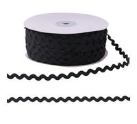 FREEBLOSS 100 Yards Rickrack Trim Wave Bending Fringe Ribbon 0.2'' Width Braided Woven RIC Rac Ribbon Zig Zag Trim & Embellishments for Crafts, Black